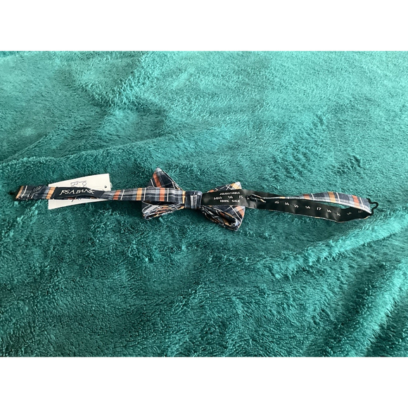 Jos A Bank Mens Blue Orange Plaid Bowtie Adjustable Formal Wedding Party Prom - Picture 5 of 8